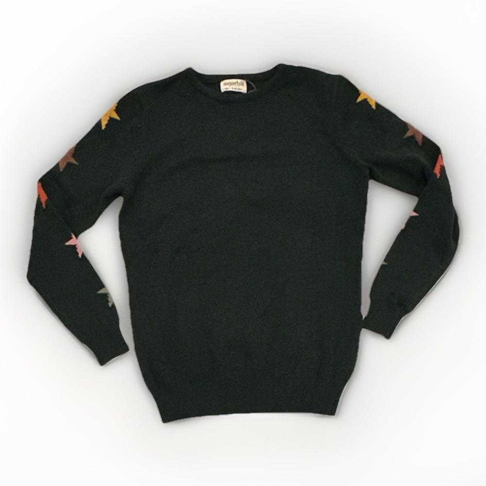 Sugarhill Brighton Women's Stacey Jumper Green Autumnal Star Sleeves, Sz 4, New